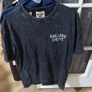 Gallery Dept. Black Acid-Wash Tee with White Logo